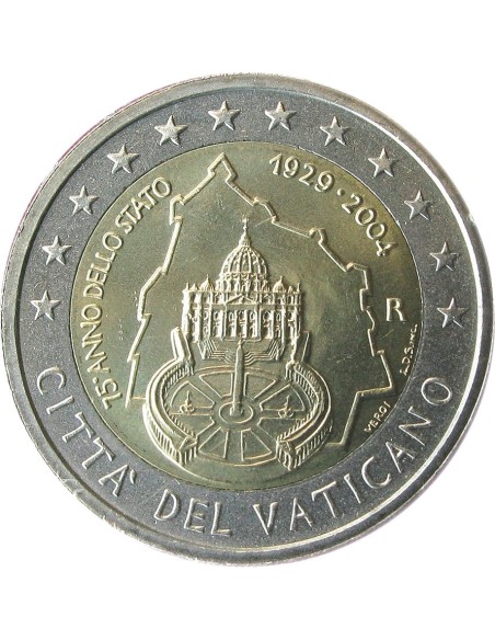 Vatican 2 Euros Commémorative 2004  - Fondation de l'Etat du Vatican 2 euros Bimétal 2004