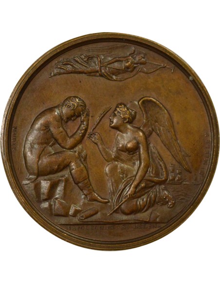 Roi d'Italie Exil à Sainte Hélène 1 médaille Cuivre XIXe Siècle