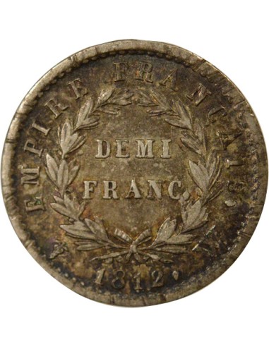 Roi d'Italie Empire 1/2 franc Argent 1812 W Lille