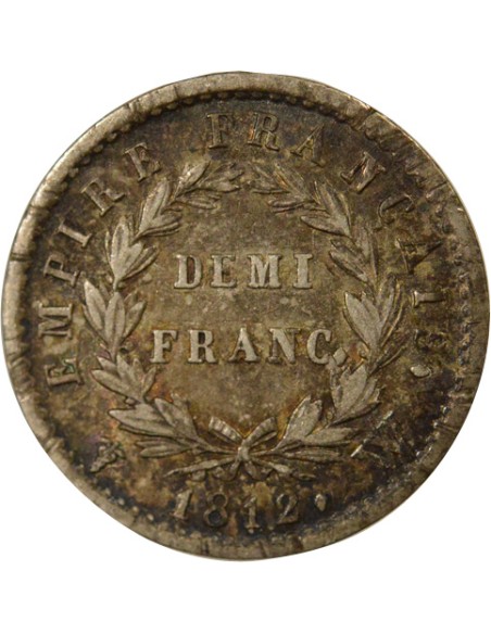 Roi d'Italie Empire 1/2 franc Argent 1812 W Lille