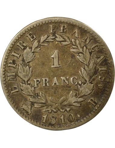 Roi d'Italie Empire 1 franc Argent 1810 B Rouen