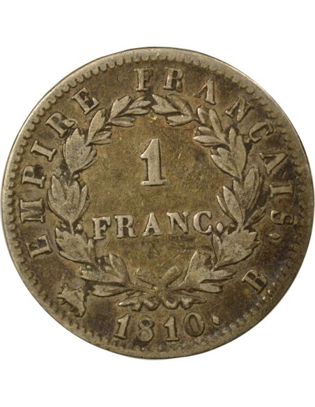 Roi d'Italie Empire 1 franc Argent 1810 B Rouen