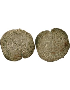 Louis XI A la Couronne 1 blanc Billon 1461-1483 C Saint-Lô