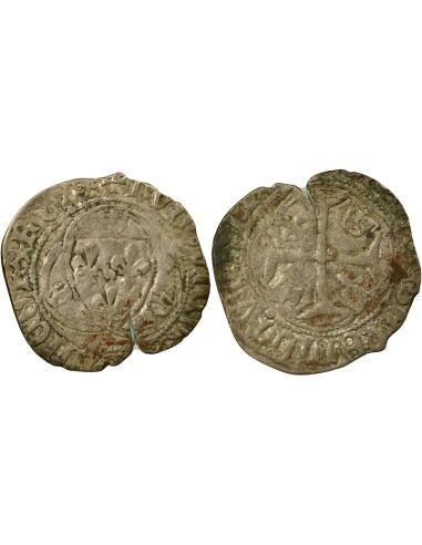 Louis XI A la Couronne 1 blanc Billon 1461-1483 C Saint-Lô