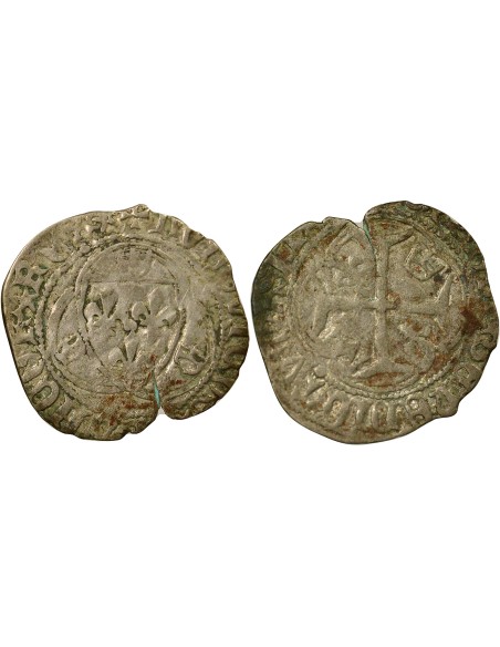 Louis XI A la Couronne 1 blanc Billon 1461-1483 C Saint-Lô