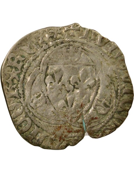Louis XI A la Couronne 1 blanc Billon 1461-1483 C Saint-Lô