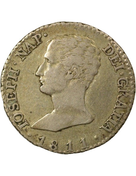 Espagne Joseph Napoléon Joseph Napoléon - 2 Réaux Argent - 1811 M Madrid 2 reales Argent 1811 AI Madrid