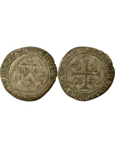 Charles VII A la Couronne 1 blanc Billon 1456-1461 K Bordeaux