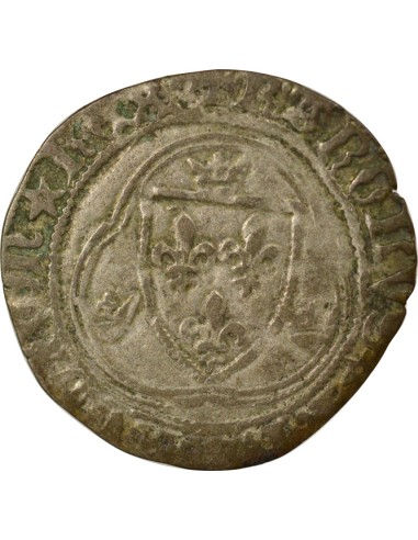 Charles VII A la Couronne 1 blanc Billon 1456-1461 K Bordeaux