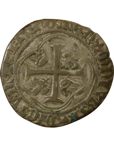 Charles VII A la Couronne 1 blanc Billon 1456-1461 K Bordeaux