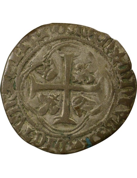 Charles VII A la Couronne 1 blanc Billon 1456-1461 K Bordeaux