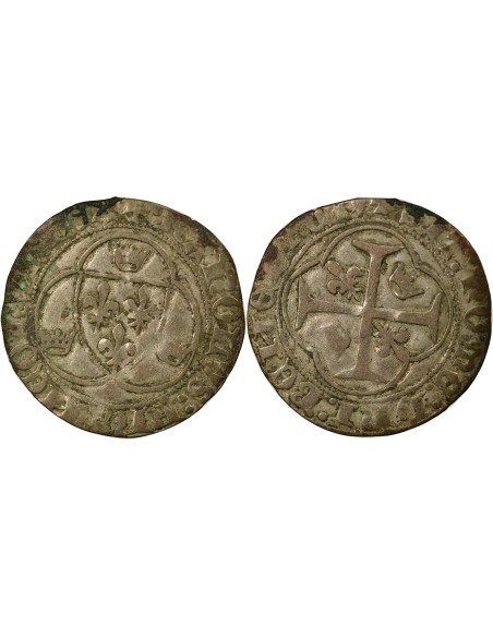 Charles VIII à la Couronne 1 blanc Billon 1488-1498 A Paris