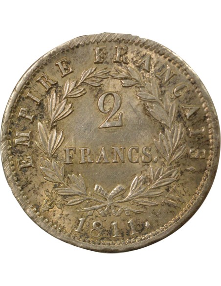 Roi d'Italie Empire 2 francs Argent 1811 L* Lille
