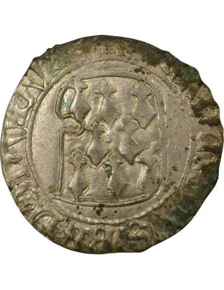 Duché de Bretagne François II de Bretagne à la Targe 1 blanc Billon 1458-1488 9 Rennes