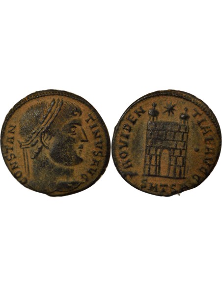 Rome Empire Constantin Ier Porte de Camp 1 nummus Cuivre 326-328 R Rome