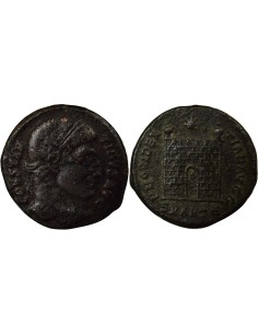Rome Empire Constantin Ier Porte de Camp 1 nummus Cuivre 326-327 R Rome