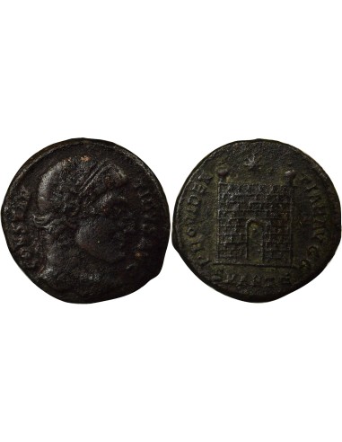 Rome Empire Constantin Ier Porte de Camp 1 nummus Cuivre 326-327 R Rome