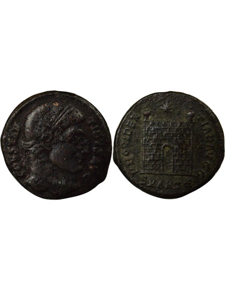 Rome Empire Constantin Ier Porte de Camp 1 nummus Cuivre 326-327 R Rome