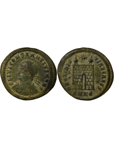 Rome Empire Constance II Porte de Camp 1 nummus Cuivre 327-328 R Rome