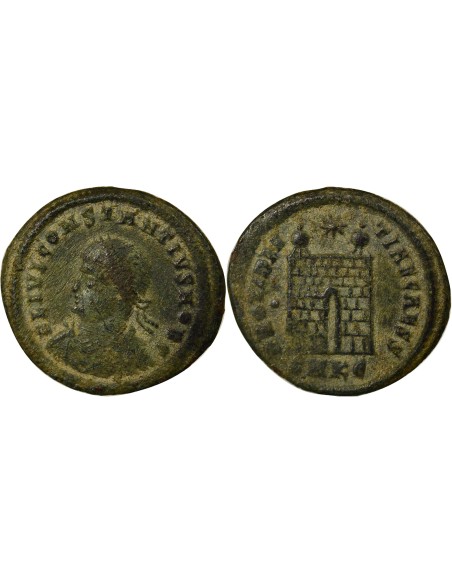 Rome Empire Constance II Porte de Camp 1 nummus Cuivre 327-328 R Rome