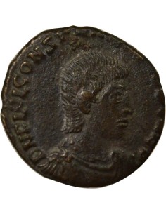 Rome Empire Constance Galle Soldat terrassant Cavalier 1 nummus Cuivre 351-355 Constantinople 2