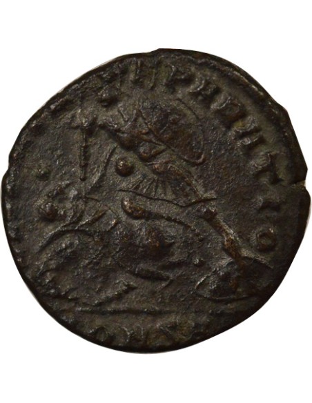 Rome Empire Constance Galle Soldat terrassant Cavalier 1 nummus Cuivre 351-355 Constantinople