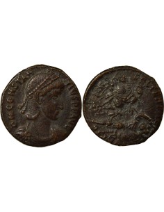 Rome Empire Constance II Soldat terrassant Cavalier 1 nummus Cuivre 355-361 Nicomédie