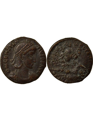 Rome Empire Constance II Soldat terrassant Cavalier 1 nummus Cuivre 355-361 Nicomédie