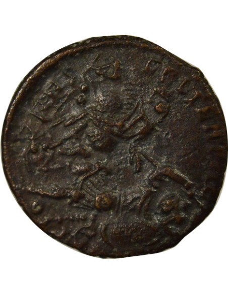 Rome Empire Constance II Soldat terrassant Cavalier 1 nummus Cuivre 355-361 Nicomédie