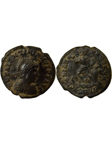 Rome Empire Valentinien II Empereur & Galère 1 maiorina Cuivre 383 Héraclée