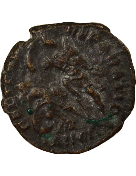 Rome Empire Constance II Soldat terrassant Cavalier 1 nummus Cuivre 350-355 Antioche