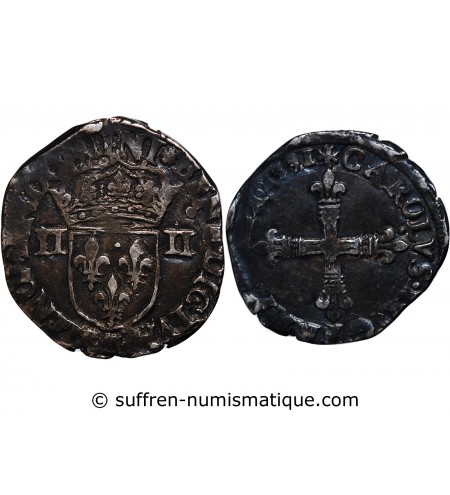 CHARLES X, CARDINAL DE BOURBON - 1/4 ECU ARGENT 1591 T NANTES