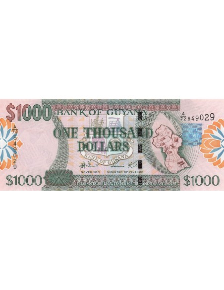 Guyana 1000 Dollars - ND (2005) - P.39 1000 dollars 2005