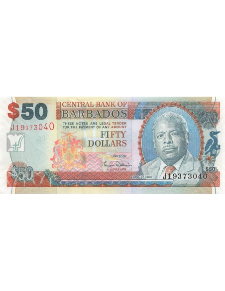 Barbade 50 Dollars - Errol Barrow - 2007 - P.70 50 dollars 2007