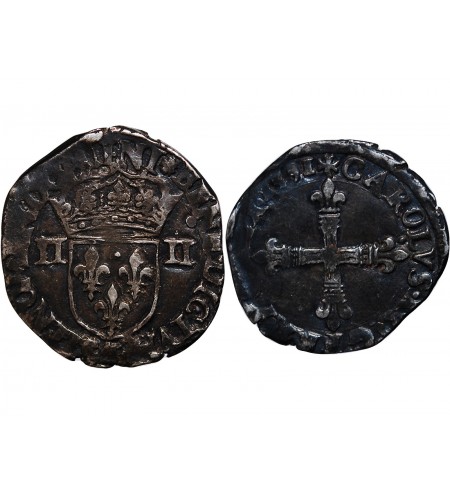 CHARLES X, CARDINAL DE BOURBON - 1/4 ECU ARGENT 1591 T NANTES