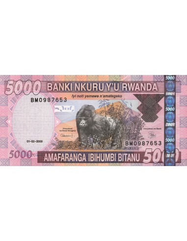 Rwanda 5000 Francs - Gorille - 2009 - P.37 5000 francs 2009