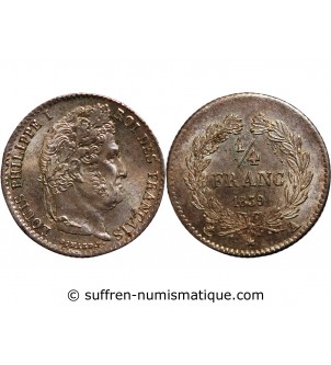 LOUIS PHILIPPE﻿ - 1/4 FRANC ARGENT 1839 A PARIS