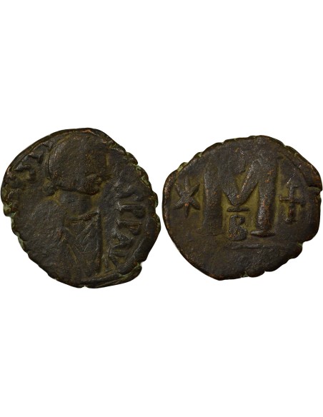 Empire Byzantin Justin I Justin I - Follis - 518 / 527 Constantinople 1 follis Cuivre 518-527 Constantinople
