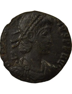 Rome Empire Constance II Soldat terrassant Cavalier 1 maiorina Cuivre 352-353 Constantinople 2