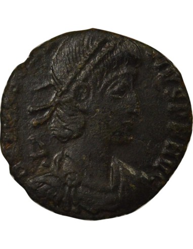 Rome Empire Constance II Soldat terrassant Cavalier 1 maiorina Cuivre 352-353 Constantinople