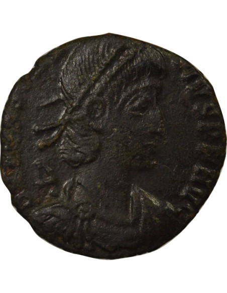 Rome Empire Constance II Soldat terrassant Cavalier 1 maiorina Cuivre 352-353 Constantinople