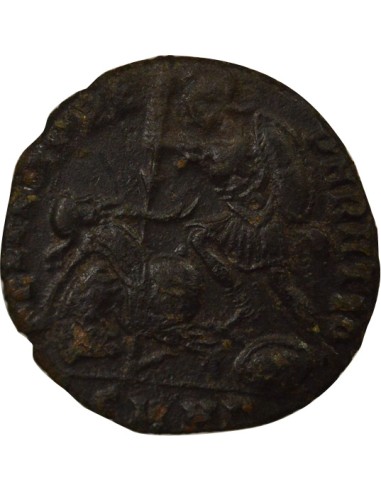 Rome Empire Constance II Soldat terrassant Cavalier 1 maiorina Cuivre 352-353 Constantinople