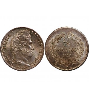 LOUIS PHILIPPE﻿ - 1/4 FRANC ARGENT 1839 A PARIS 2