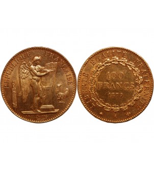 GENIE - 100 FRANCS OR 1879 "Dieu protège la France"﻿ 2