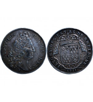 ETATS DE BRETAGNE, LOUIS XIV - JETON ARGENT 1711 DINAN 2