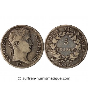 NAPOLEON Ier﻿ - 5 FRANCS 1811 Q PERPIGNAN