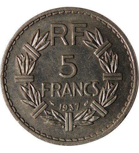LAVRILLIER - 5 FRANCS NICKEL 1937﻿