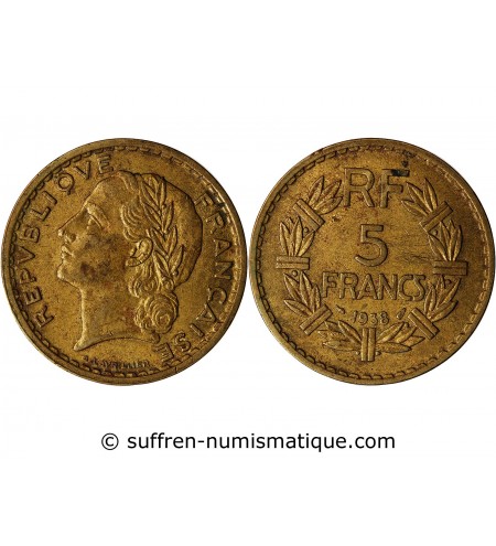 LAVRILLIER - 5 FRANCS BRONZE ALU 1938﻿