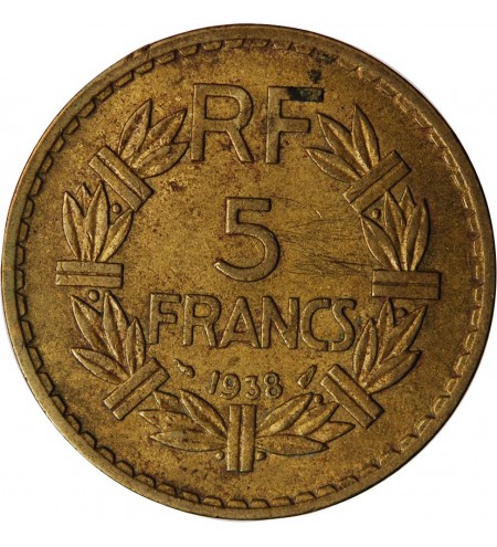 LAVRILLIER - 5 FRANCS BRONZE ALU 1938﻿