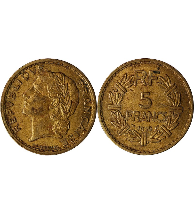 LAVRILLIER - 5 FRANCS BRONZE ALU 1938﻿